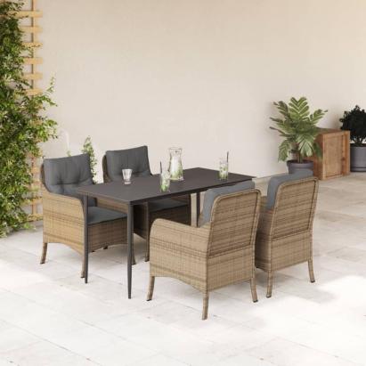 Set mobilier de grădină cu perne, 5 piese, bej, poliratan GartenMobel Dekor