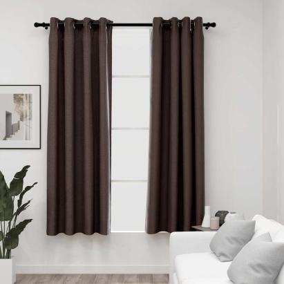 Perdele opace aspect pânză ocheți 2 buc. gri taupe 140x175 cm GartenMobel Dekor