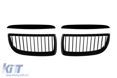 Grile rinichi negre potrivite pentru BMW Seria 3 E90 sedan, E91 touring 2005-2008 Performance AutoTuning