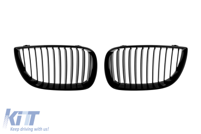 Grile rinichi cu nervuri unice vopsite în lac negru, potrivite pentru BMW Seria 1 E81 3 uși, E87 5 uși 2004-2007 Performance AutoTuning