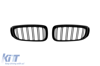 Grile rinichi cu nervuri duble vopsite în negru, potrivite pentru BMW Seria 3 GT F34 2013-2016 Performance AutoTuning