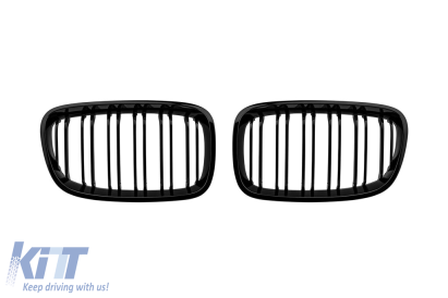 Grile rinichi cu nervuri duble, lac negru tip M1, potrivite pentru BMW Seria 1 F20 cu 5 uși, F21 cu 3 uși 2011-2015 Performance AutoTuning