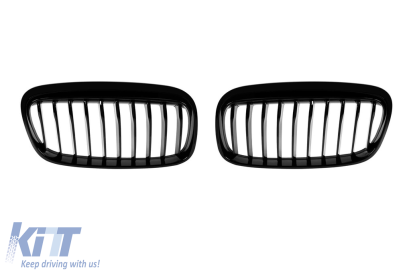 Grile rinichi negre potrivite pentru BMW Seria 2 F45, F46 după 2014 cu fante unice Performance AutoTuning