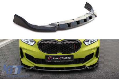Spoiler Maxton Design versiunea 7 potrivit pentru bara de protecție frontală M a BMW Seria 1 F40, M135I după 2019, lac negru Performance AutoTuning
