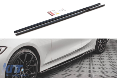 Difuzori de praguri laterale Maxton Design potriviți pentru BMW Seria 3 G20 Sedan, G21 Touring 2018-2022, negru lucios Performance AutoTuning