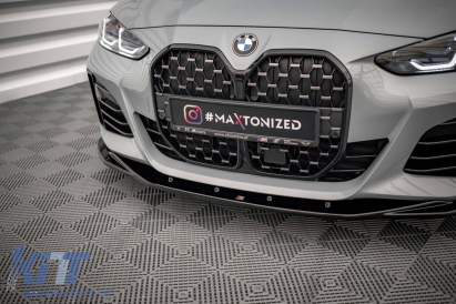 Spoiler Maxton Design versiunea 3 potrivit pentru bara frontală M la BMW Seria 4 Gran Coupe G26 după 2021, lac negru Performance AutoTuning
