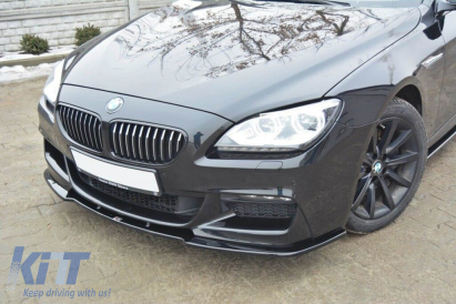 Spoiler Maxton Design potrivit pentru bara de protecție frontală M Technik pe BMW Seria 6 Gran Coupe F06 după 2013, lac negru Performance AutoTuning