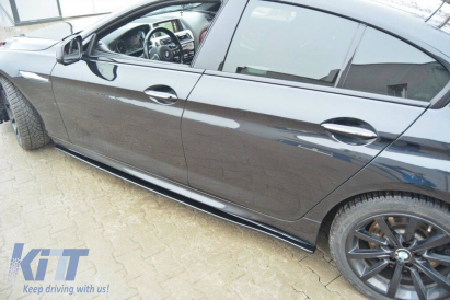 Adăugiri Maxton Design pentru praguri M Technik potrivite pentru BMW Seria 6 Gran Coupe F06 după 2013, lac negru Performance AutoTuning