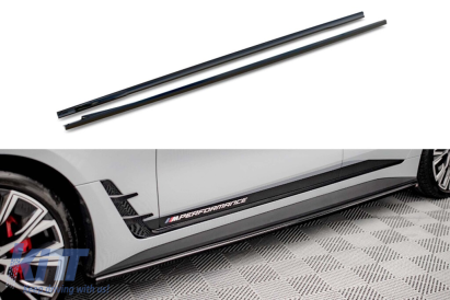 Aditive Maxton Design versiunea 2 pentru praguri BMW i4 G26 cu pachet M după 2021, lac negru Performance AutoTuning