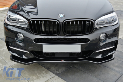 Spoiler Maxton Design potrivit pentru bara de protecție frontală pentru BMW X5 F15 cu pachet M 2013-2018, lac negru Performance AutoTuning