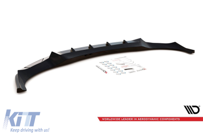 Spoiler Maxton Design versiunea 1 potrivit pentru bara de protecție M frontală pe BMW X6 G06 după 2019, lac negru Performance AutoTuning