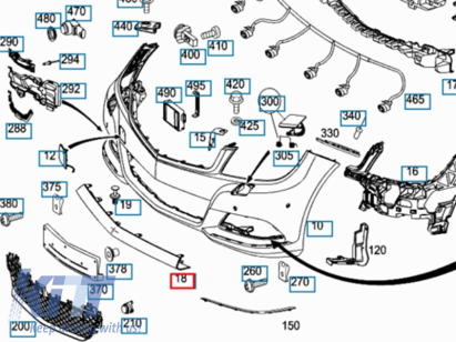 Spoiler potrivit pentru bara de protecție frontală A Design tip C63 pentru Mercedes C-Class W204 2011-2014 Performance AutoTuning