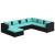 Set mobilier de grădină cu perne, 7 piese, negru, poliratan GartenMobel Dekor