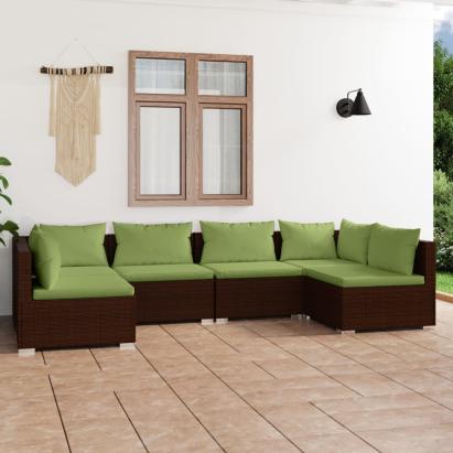 Set mobilier de grădină cu perne, 6 piese, maro, poliratan GartenMobel Dekor