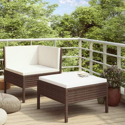 Set mobilier relaxare grădină cu perne 2 piese maro poliratan GartenMobel Dekor