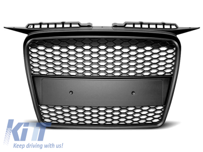 Grilă mată neagră tip RS potrivită pentru Audi A3 hatchback, Sportback 2005-2008 fără găuri pentru senzori de parcare Performance AutoTuning