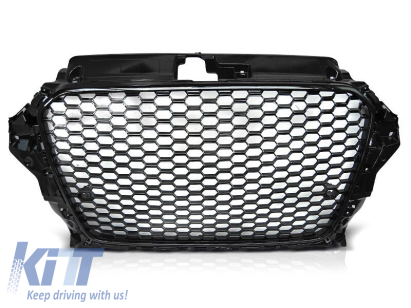 Grilă tip RS cu lac negru, potrivită pentru Audi A3 2012-2016 Performance AutoTuning