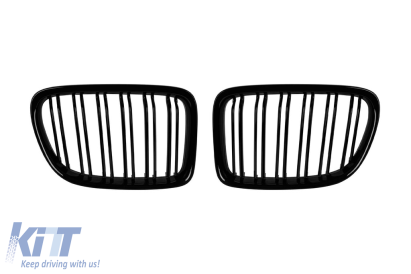 Grile rinichi cu fante duble, lacuite în negru, potrivite pentru BMW X1 E84 2009-2015 Performance AutoTuning