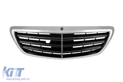 Grilă crom/neagră tip A Design potrivită pentru Mercedes S-Class W222 2013-2020 pentru modelul cu Distronic și Night Vision Performance AutoTuning
