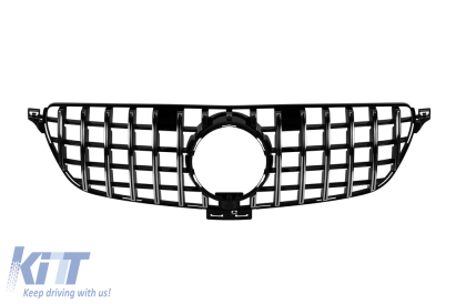 Grilă tip GT crom/neagră potrivită pentru Mercedes GLE SUV W166, GLE Coupe C292 2015-2019 cu deschidere pentru cameră Performance AutoTuning
