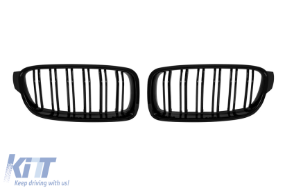 Grile rinichi cu două lamele, lucioase, negre, potrivite pentru BMW Seria 3 F30 Sedan, F31 Touring 2011-2019 Performance AutoTuning