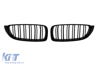 Grile rinichi cu două lamele, lucioase, de culoare neagră, potrivite pentru BMW Seria 4 F32 Coupe, F33 Convertible, F36 Gran Coupe după 2013 Performance AutoTuning