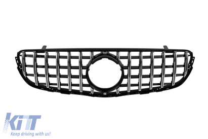 Grilă tip GT crom/neagră potrivită pentru Mercedes GLC SUV X253, GLC Coupe C253 2015-2019 fără deschidere pentru cameră Performance AutoTuning