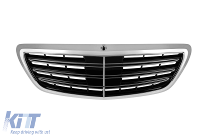 Grilă crom/neagră tip A Design potrivită pentru Mercedes S-Class W222 2013-2020 pentru modelul cu Distronic, fără Night Vision Performance AutoTuning