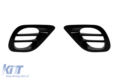 Adăugiri Aero pentru grilele laterale potrivite pentru bara de protecție frontală A Design-Line a Mercedes E-Class W213, S213 2019-2022, lac negru Performance AutoTuning