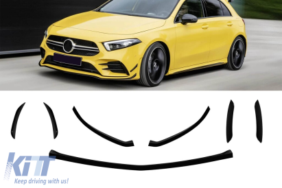 Adăugiri aero potrivite pentru bara frontală A design a modelului Mercedes A-Class W177 hatchback după 2018, lac negru Performance AutoTuning