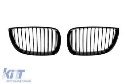 Grile de rinichi cu nervuri simple, vopsite în negru, potrivite pentru BMW Seria 1 E81, E82, E87, E88 2003-2007 Performance AutoTuning
