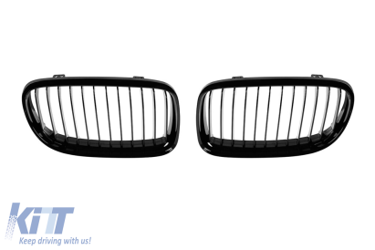 Grile de rinichi cu nervuri simple, vopsite în negru, potrivite pentru BMW Seria 3 E90, E91 2008-2011 Performance AutoTuning
