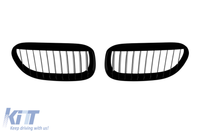Grile rinichi cu nervuri simple vopsite în negru, potrivite pentru BMW Seria 6 E63, E64 2003-2010 Performance AutoTuning