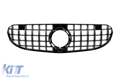 Grilă tip GT cu lac negru potrivită pentru pachetul Offroad al Mercedes GLC SUV X253, GLC Coupe C253 2019-2022 Performance AutoTuning