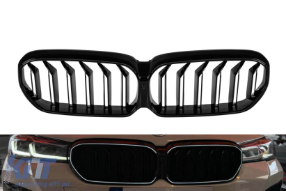 Grilele de rinichi iluminate Iconic Glow potrivite pentru BMW Seria 5 G30, G31 2020-2023, lac negru Performance AutoTuning
