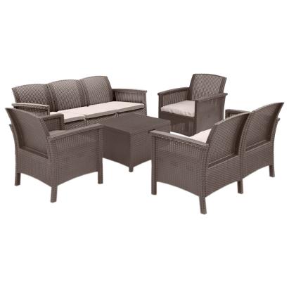 Set mobilier de grădină Leziter Venus Large, 7 locuri, maro