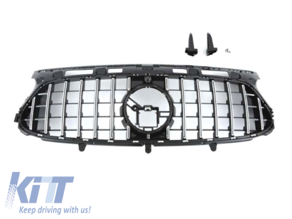 Grilă tip GT crom/neagră potrivită pentru Mercedes GLA H247 2020-2024 cu bara de protecție A Design Performance AutoTuning