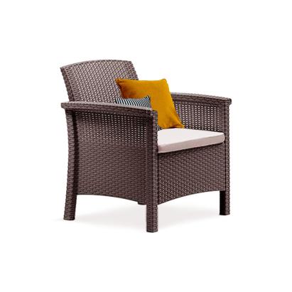 Scaun de grădină Leziter Venus din plastic maro, cu pernă inclusă