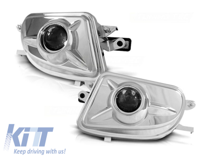 Set de proiectoare cu lentilă potrivit pentru Mercedes E-Class W210 1999-2002 / SLK R170 1996-2000 / CLK W208 1998-2002 crom, stânga + dreapta Performance AutoTuning