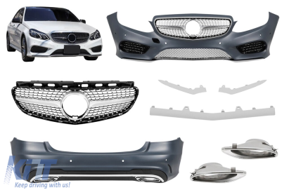 Pachet de tuning tip Line potrivit pentru Mercedes E-Class W212 sedan 2014-2016 cu capete cromate Performance AutoTuning