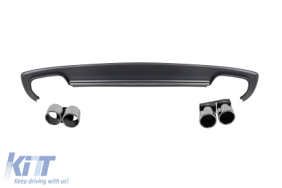 Difuzor tip S4 cu capace cromate potrivit pentru bara spate S-line pentru Audi A4 sedan 2012-2015 -oo--oo- Performance AutoTuning