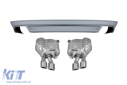 Difuzor tip S8 cu țevi de eșapament potrivit pentru bara din spate a Audi A8 2015-2017 -oo--oo- Performance AutoTuning