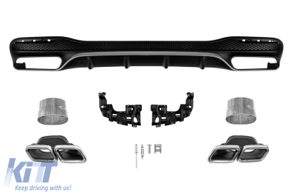 Difuzor tip GLE63 cu capete cromate pentru bara spate A Design potrivit pentru Mercedes GLE W166 2015-2019 -oo--oo-, cu garnitură cromată Performance AutoTuning