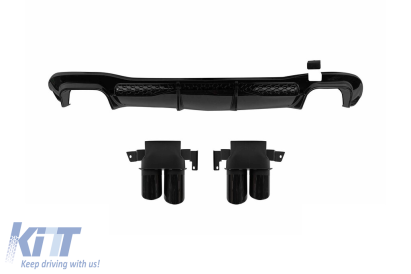 Difuzor tip Brabus cu capete negre potrivit pentru bara spate A Design pe Mercedes S-Class W223 după 2020 -oo--oo- Performance AutoTuning