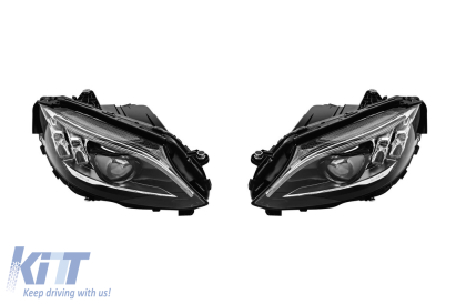Kit de tuning faruri LED New Design potrivit pentru Mercedes C-Class W205, S205 2014-2018 cu bază cromată, stânga și dreapta Performance AutoTuning
