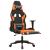 Scaun de gaming cu suport picioare, negru/oranj, piele eco GartenMobel Dekor