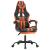 Scaun de gaming cu suport picioare, negru/oranj, piele eco GartenMobel Dekor