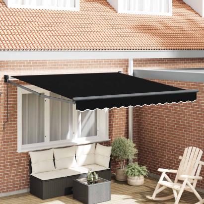 Cortina Retractabilă Negru 350 x 250 cm Poliester și Aluminiu GartenMobel Dekor