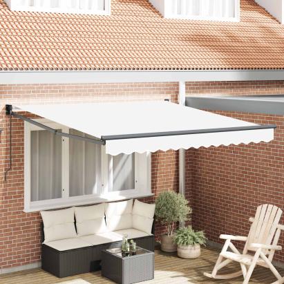 Copertină retractabilă manuală Alb 350 x 250 cm GartenMobel Dekor