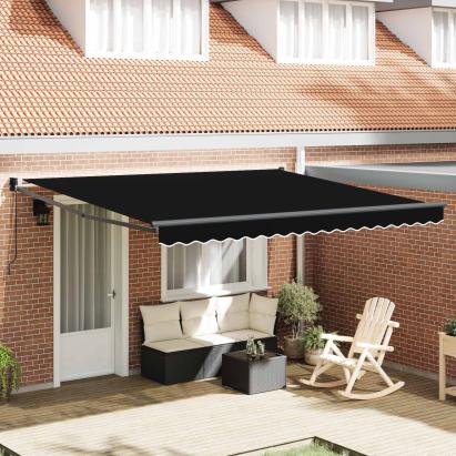 Cortina Retractabilă Negru 400 × 300 cm Poliester și Aluminiu GartenMobel Dekor